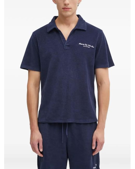 Sporty & Rich Blue Hotel Eden Roc Short-Sleeve Polo Shirt for men