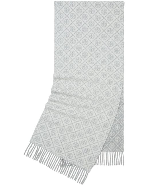Sciarpa T Monogram di Tory Burch in White