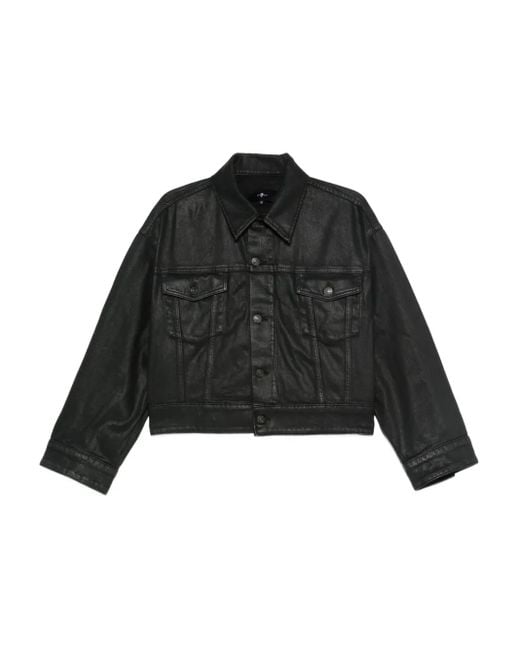 7 For All Mankind Black Button-fastening Denim Jacket
