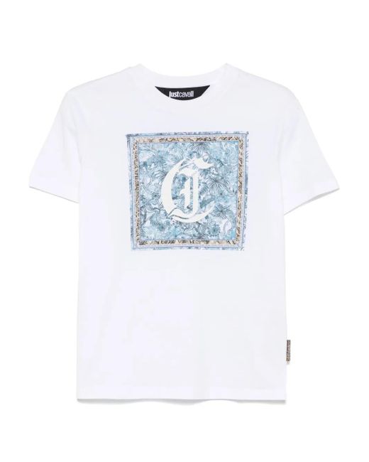 Just Cavalli White Logo-Print T-Shirt