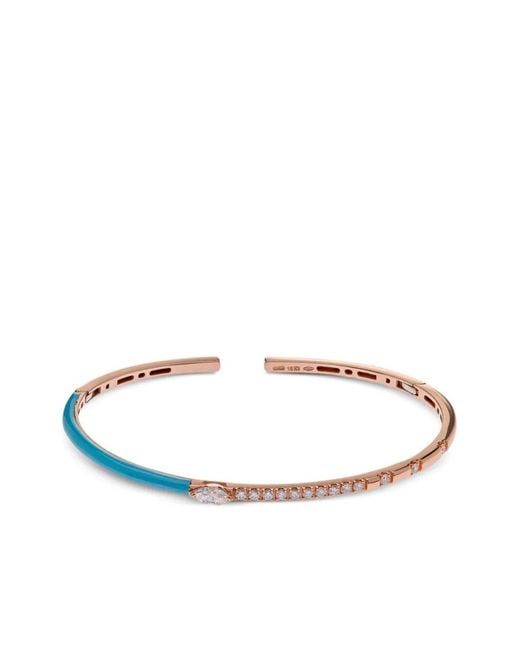 Jewels Aficionado White 18K Rose Diamond Bangle Bracelet