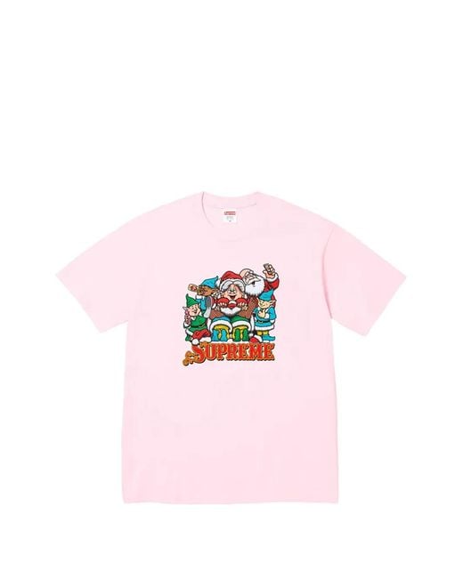Supreme Pink Printed T-Shirt for men