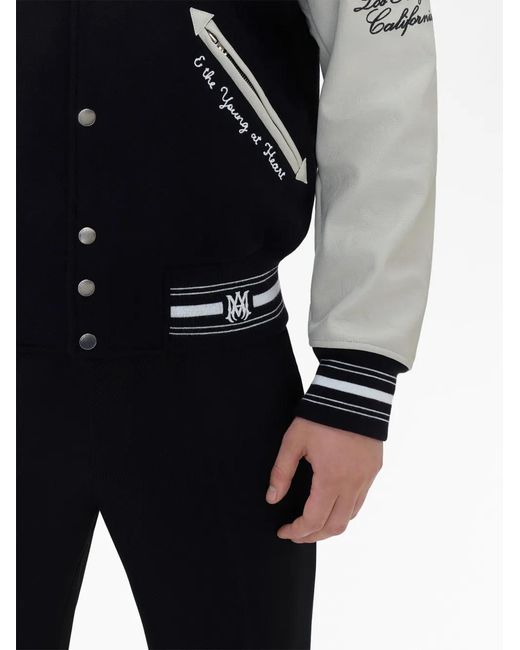 Amiri Black Logo Patch Varsity Bomber Jacket for men
