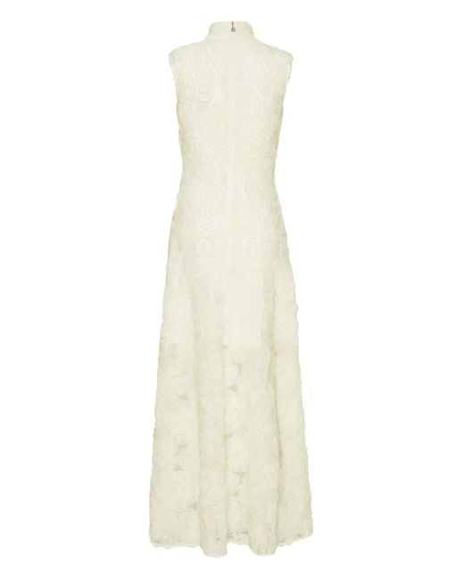 ROTATE BIRGER CHRISTENSEN White Flower Mesh Maxi Dress