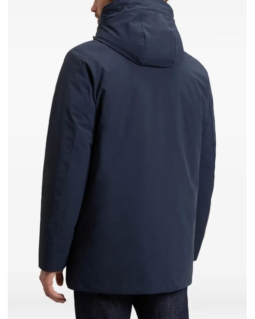 Woolrich Blue Hooded Stretch Parka for men