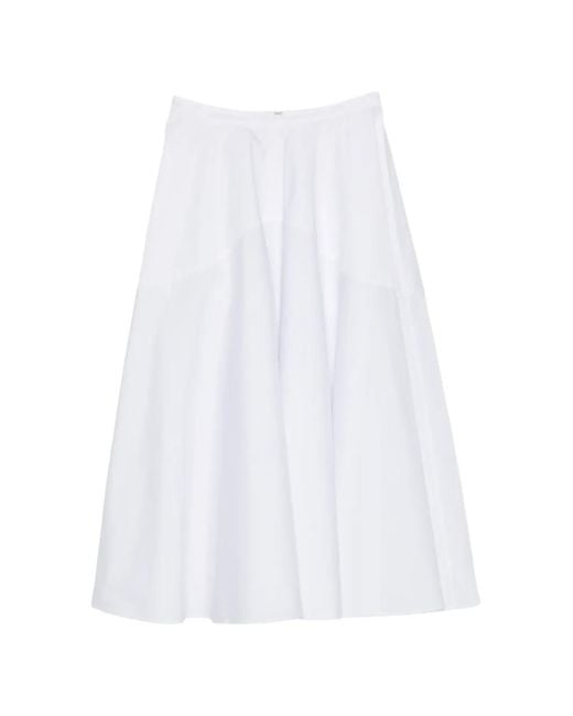 BITE STUDIOS White Zip-Fastening Midi Skirt