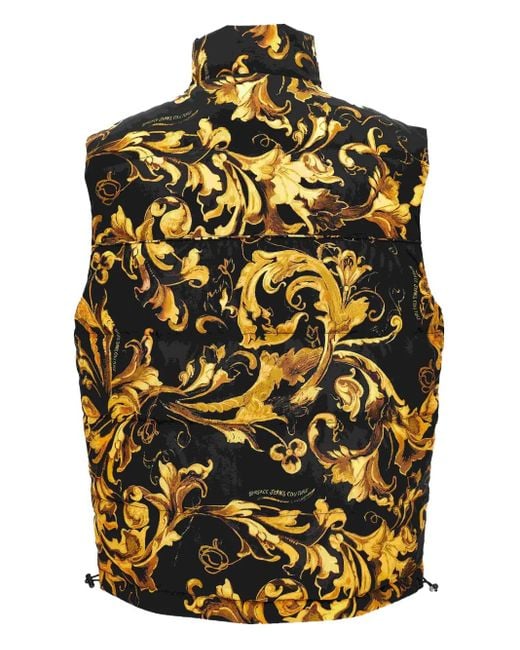 Versace Jeans Couture Metallic Barocco-Print Puffer Vest for men