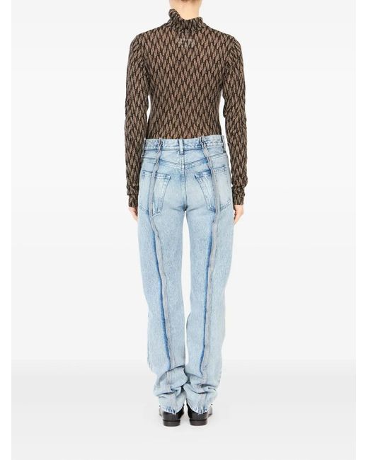 MM6 by Maison Margiela Blue Five-Pocket Split-Leg Denim Pants