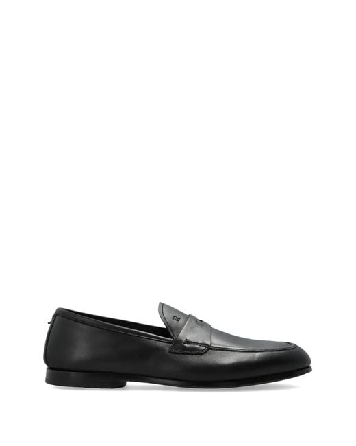 Fabi Black Almond-Toe Leather Loafers for men