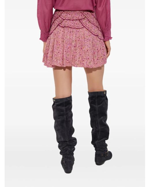 Isabel Marant Red Gerüschter Ceola Minirock mit Print