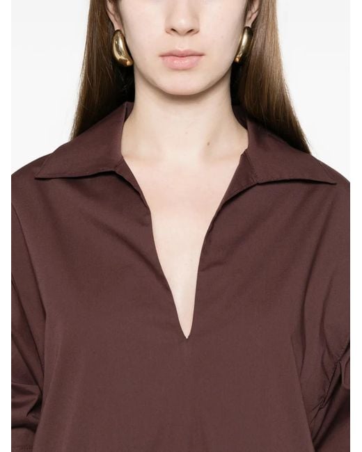 Alpha Studio Purple Polo-Collar Mini Dress