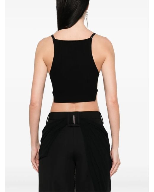 Courreges Black Ribbed Crop Top
