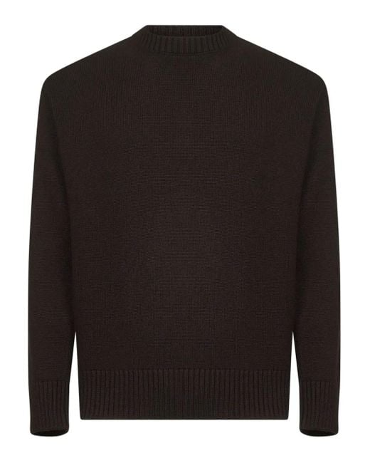 D4.0 Black Ribbed Crew Neck Sweater for men