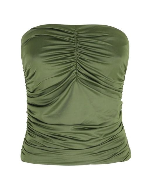 Essentiel Antwerp Green Ruched Strapless Top