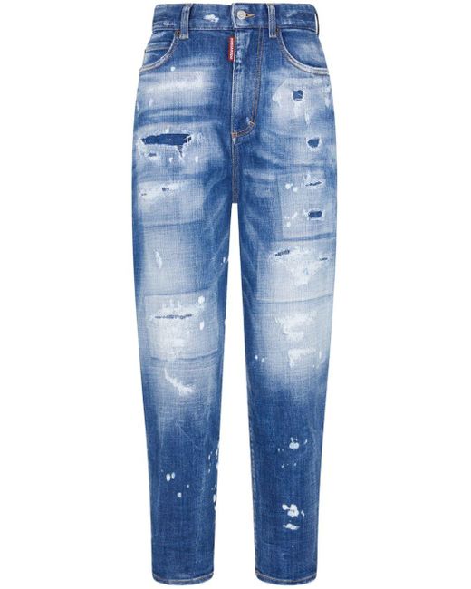 DSquared² Blue Distressed Tapered Jeans