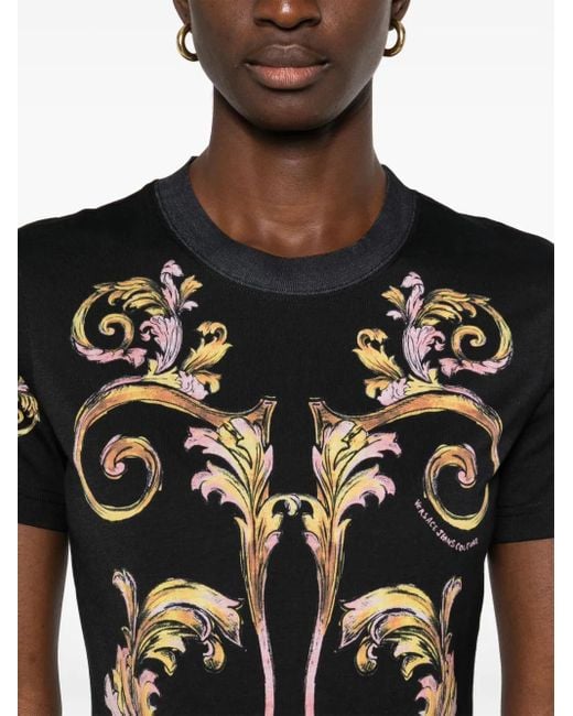 Versace Jeans Couture Black Barroco-Print T-Shirt