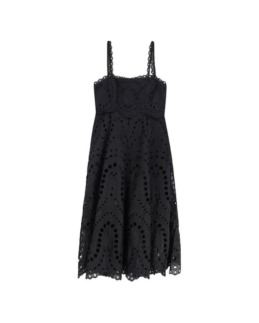 Charo Ruiz Black Glimmer Broderie-Anglaise Midi Dress