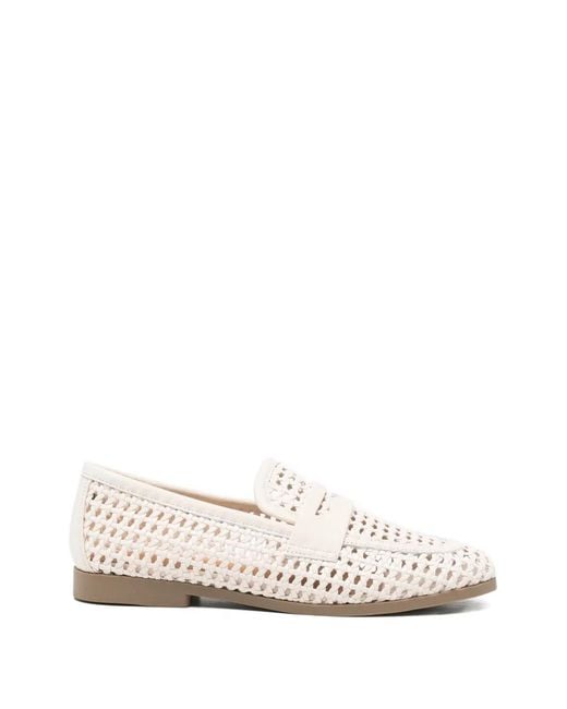 SERGIO MORETTI FIRENZE White Woven Penny Loafers