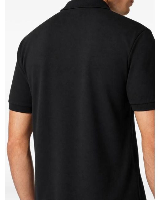 Philipp Plein Black Logo-Print Polo Shirt for men
