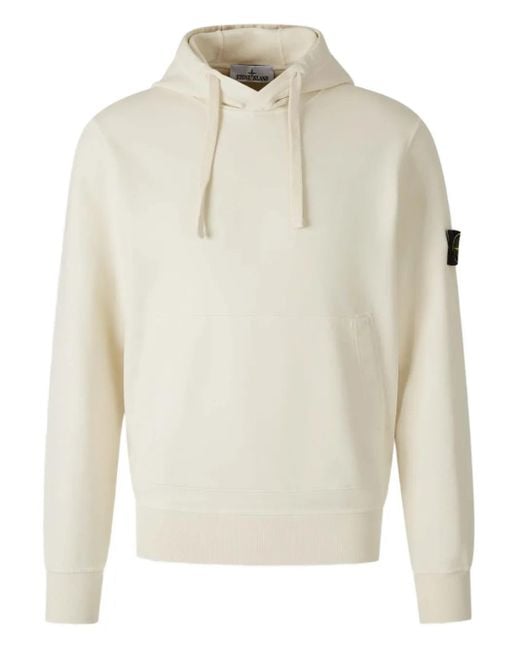 Felpa Con Cappuccio E Motivo Compass di Stone Island in White da Uomo