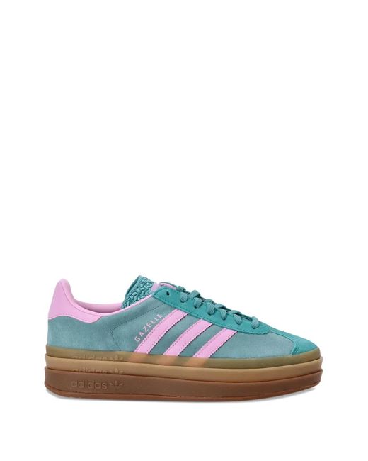 Adidas Blue Gazelle 3-Stripes Platform Trainers