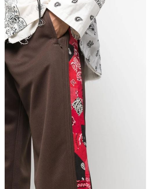 Children of the discordance Brown Bandana-Panel Track Pants for men