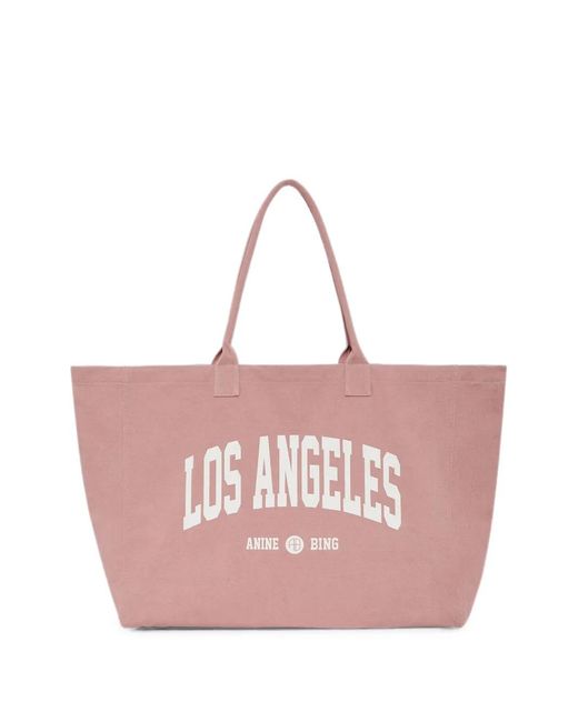 Anine Bing Pink Leo Canvas Tote Los Angeles University