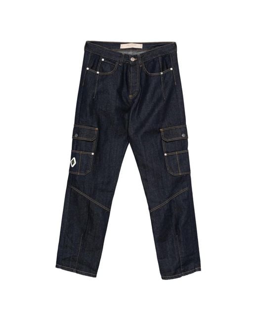 Yes London Blue Cargo-Pocket Jeans for men