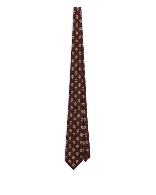 Dolce & Gabbana Red Jacquard Tie With Heraldic Shields for men