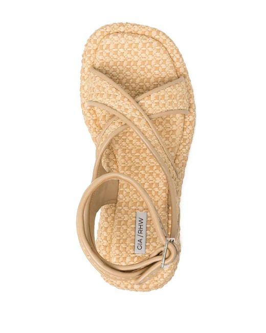 Gia Borghini Natural Raffia Ankle-Strap Sandals