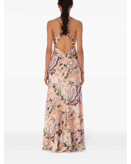 Silvia Tcherassi Daira Maxi-Jurk Met Pailletten in het Natural