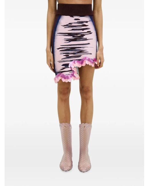 Ph5 Red Casey Sequin-Embellished Wavy Mini Skirt