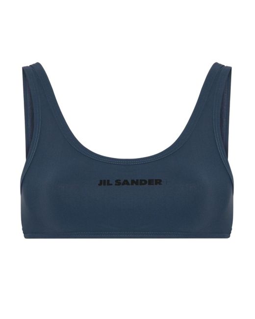 Jil Sander Blue Logo-print Bikini Top