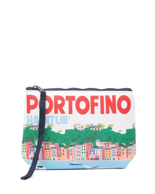 Mc2 Saint Barth Red Aline Portofino-Print Clutch Bag
