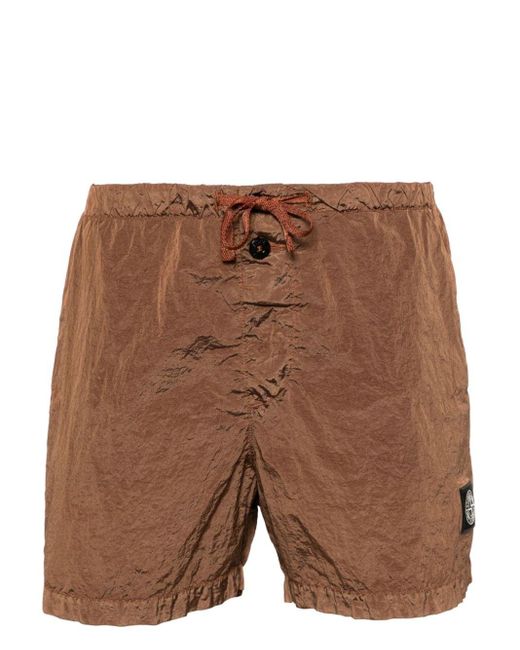 Stone Island Brown Compass-patch Swim Shorts for men