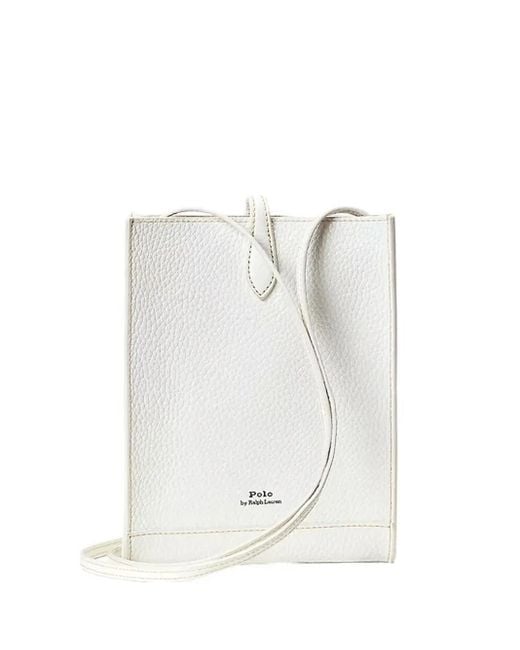 Polo Ralph Lauren White Leather Snap Cross Body Bag