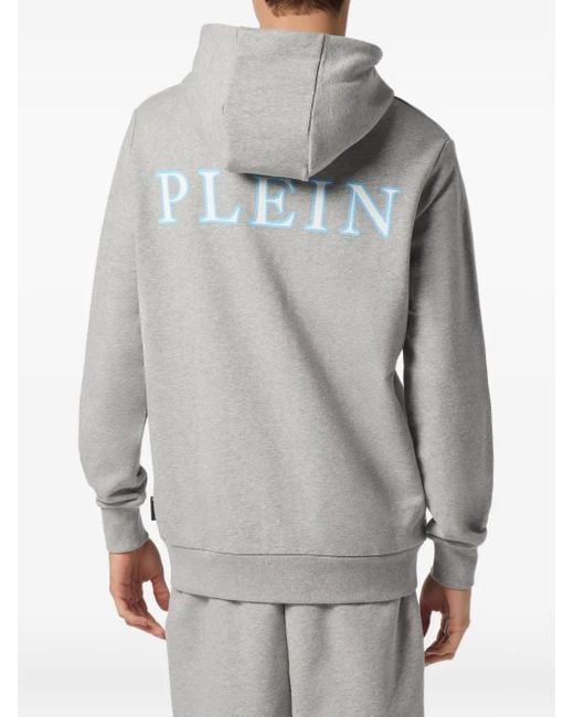 Philipp Plein Gray Zip-Up Hoodie for men