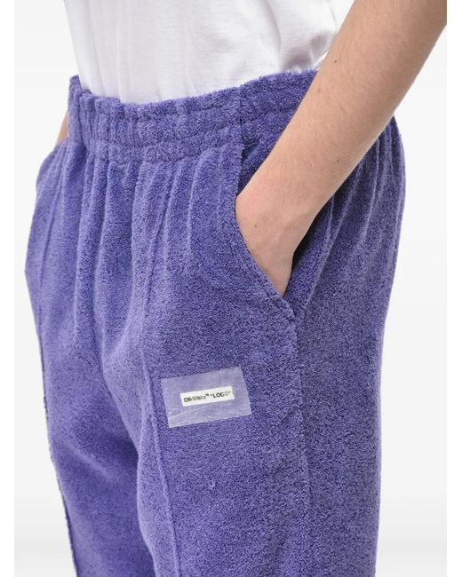 Off-White c/o Virgil Abloh Purple Logo-Patch Terry-Cloth Track Pants for men