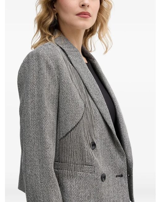 Sisley Gray Herringbone-Pattern Jacket