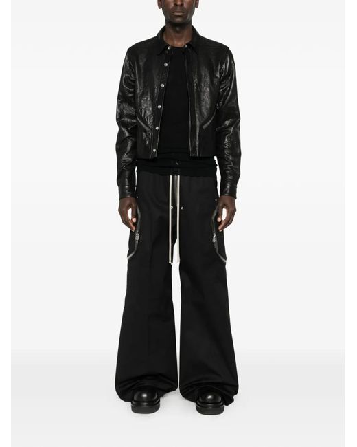 Rick Owens Black Zip Leather Jacket for men