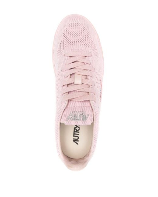 Autry Pink Easeknit Open-knit Sneakers