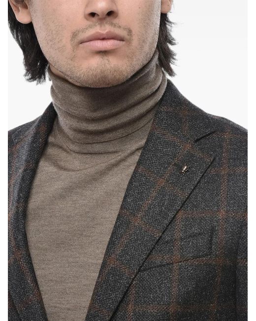 Corneliani Black Checked-Pattern Single-Breasted Blazer for men