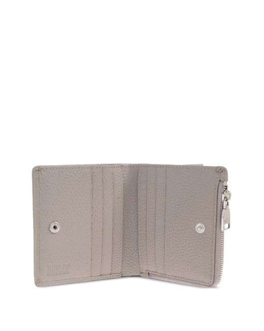DIESEL Gray Logo-Plaque Zip-Around Wallet for men