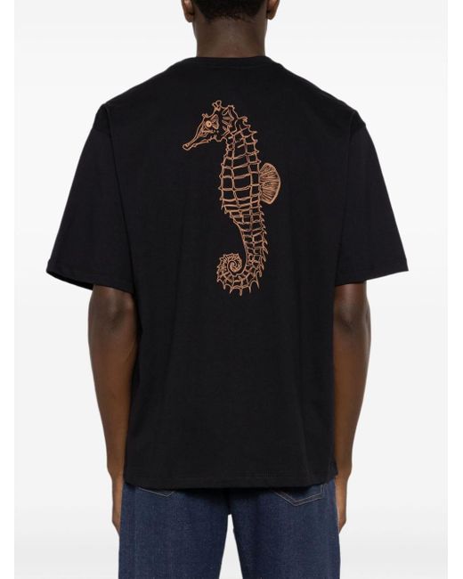 Amir Slama Black X Mahaslama Seahorse-print Cotton T-shirt for men