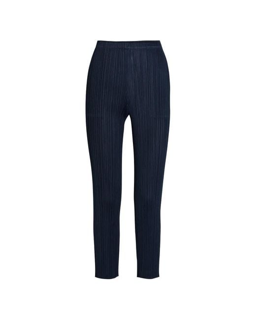 Issey Miyake Blue Plissé-Effect Trousers