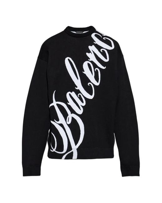 Balenciaga Blue Pull À Logo En Intarsia for men