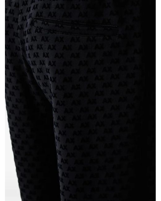 ARMANI EXCHANGE Black Logo-Pattern Track Pants for men