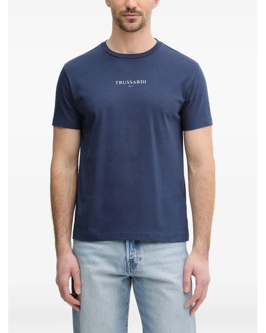 Trussardi Blue Logo-Print Short-Sleeve T-Shirt for men