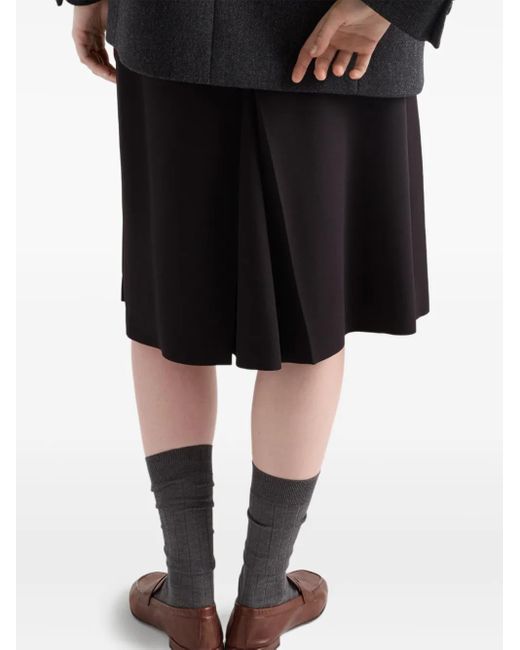 Prada Black Pleated-Panel Midi Skirt