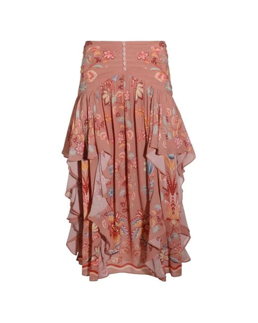 Farm Rio White Floral-Print Ruffled Skirt